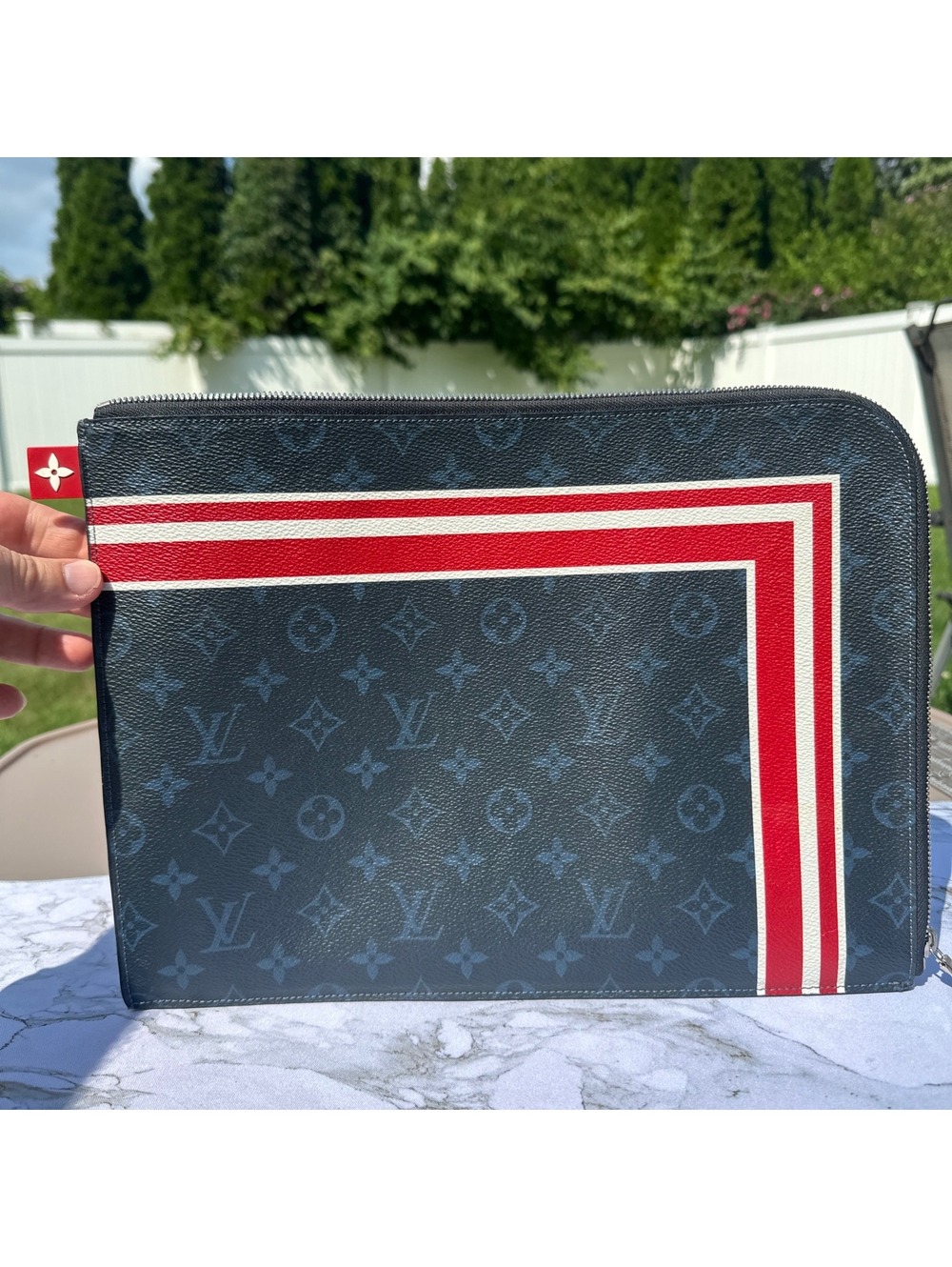 Louis Vuitton Pochette Jour PM Monogram Red Stripe Portfolio